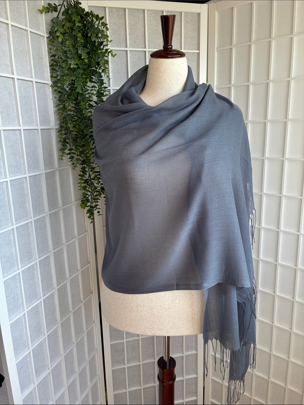 Elegant New Lavender Gray Fringe Pashmina Wrap/Scarf